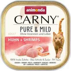 animonda Nourriture Humide^Carny Nourriture humide pour chat Adulte, Pure et Doux 32x100 g poulet et crevettes