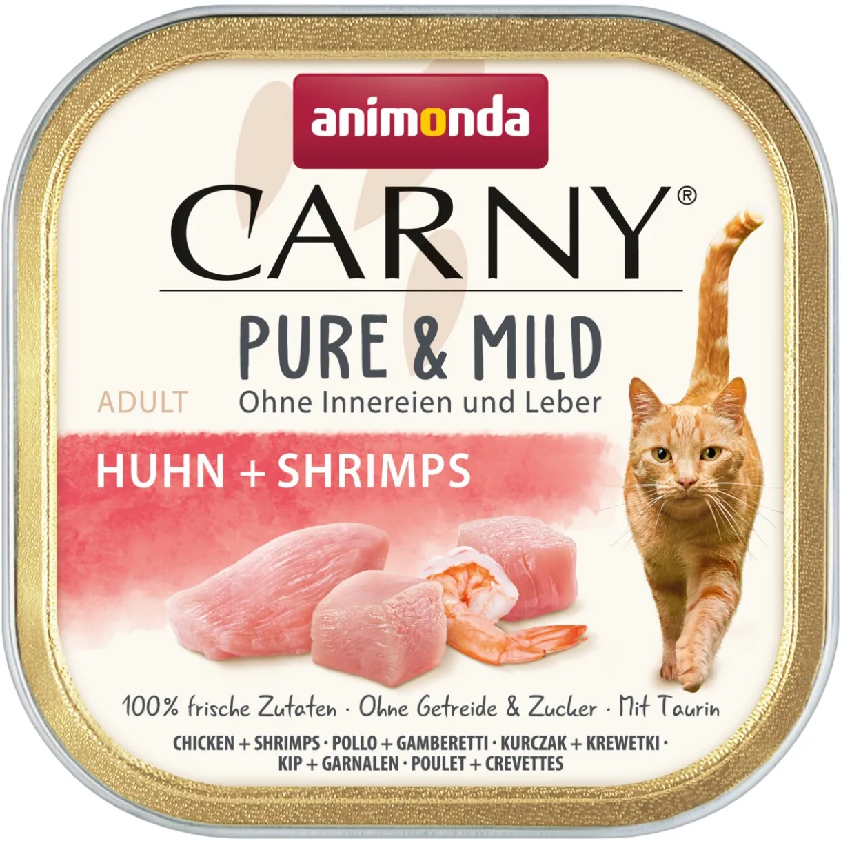 animonda Nourriture Humide^Carny Nourriture humide pour chat Adulte, Pure et Doux 32x100 g poulet et crevettes