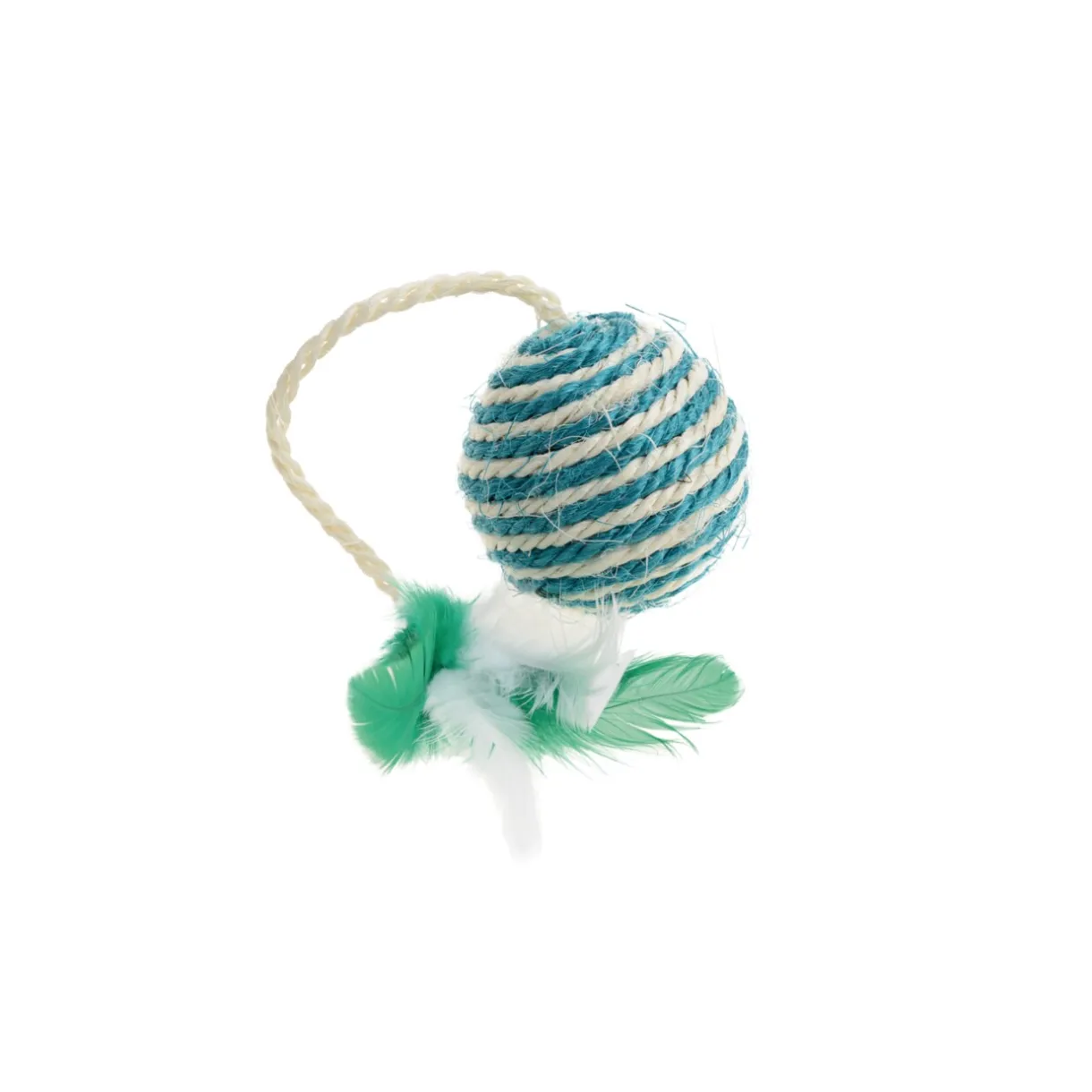 AniOne Cannes À Pêche^Jouet Balle en sisal avec plume 6 cm