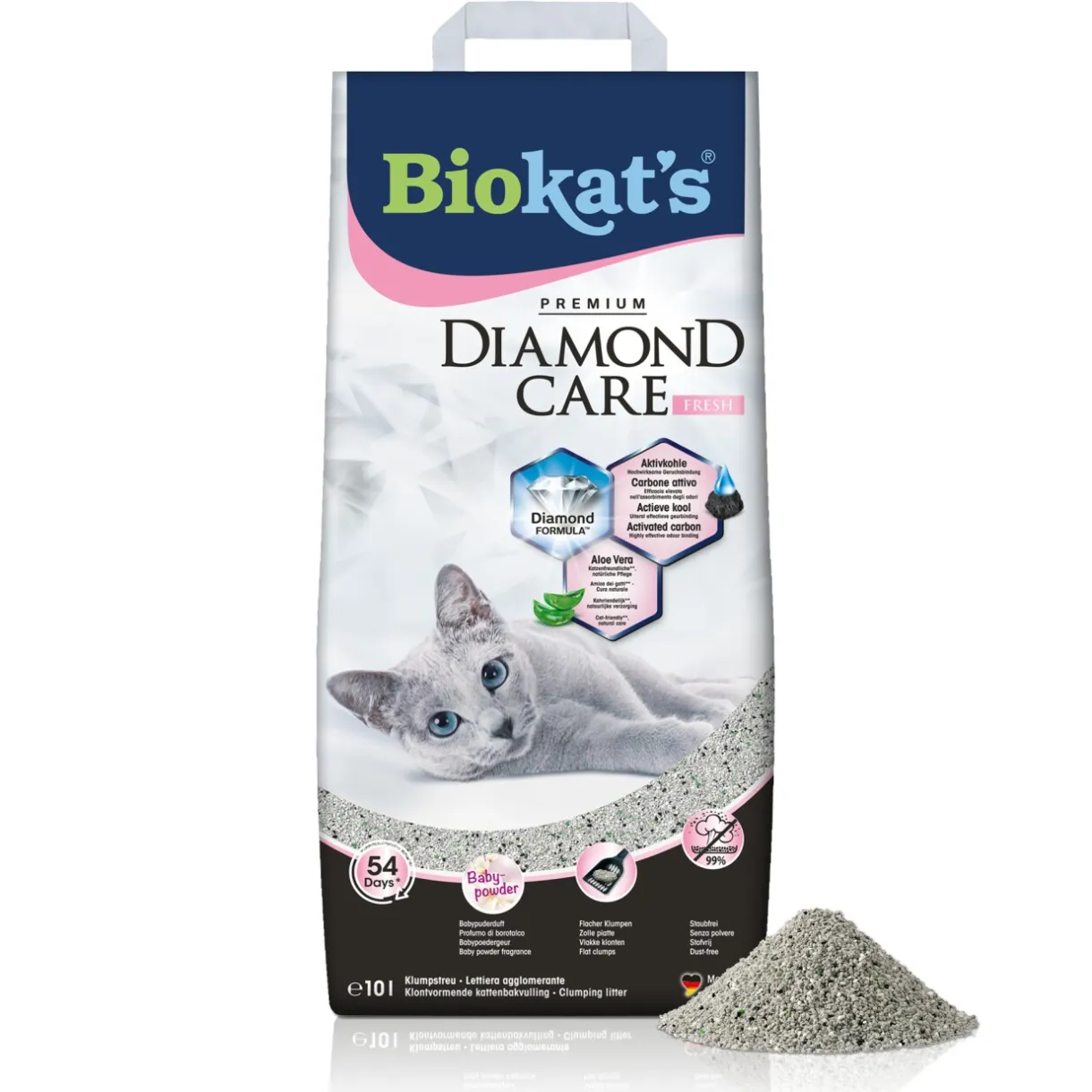 Biokat's Litière Pour Chat^litière agglomérante Diamond Care fresh à l'aloé vera 10 l