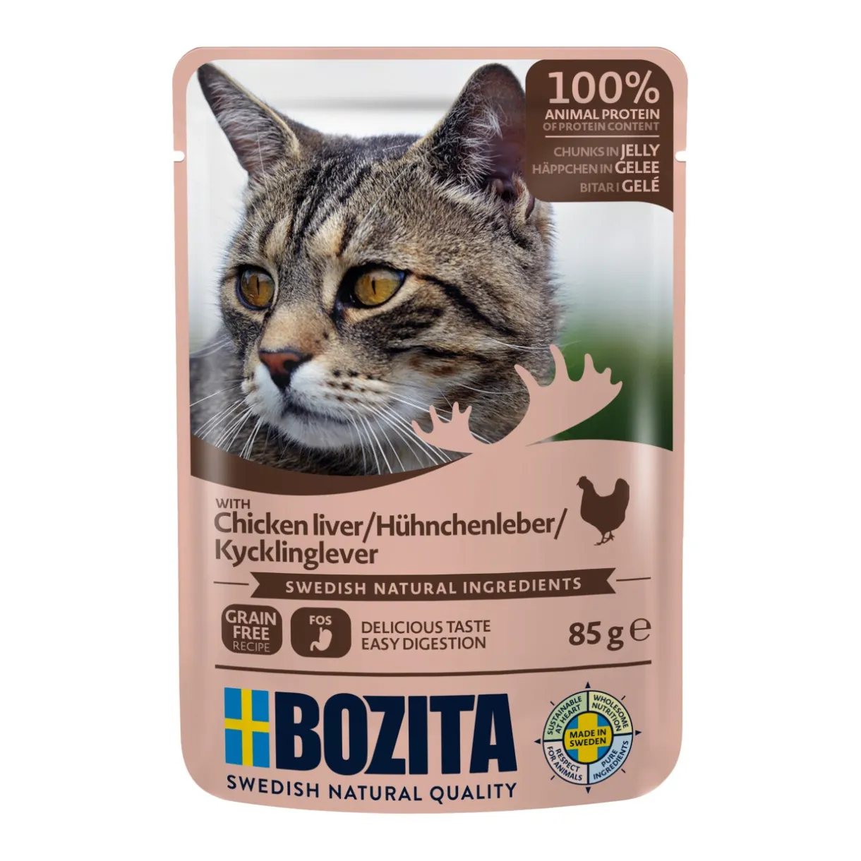 BOZITA Nourriture Humide^Bouchées en gelée 12 x 85 g Foie de poulet
