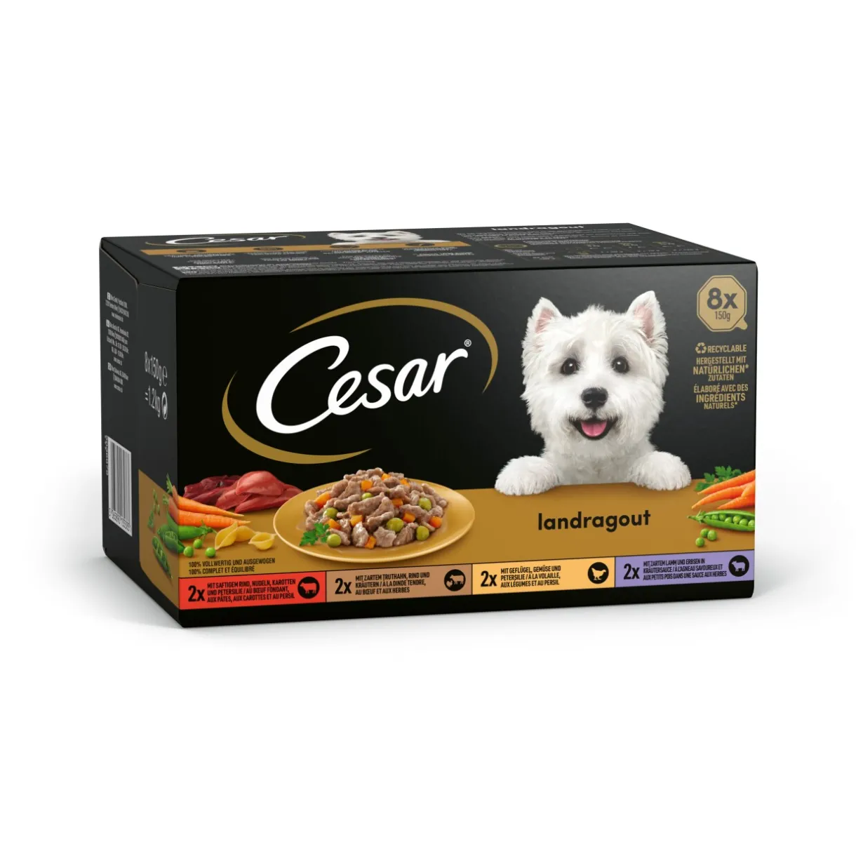 Cesar Nourriture Humide^Cuisine de Campagne en Sauce 8x150g