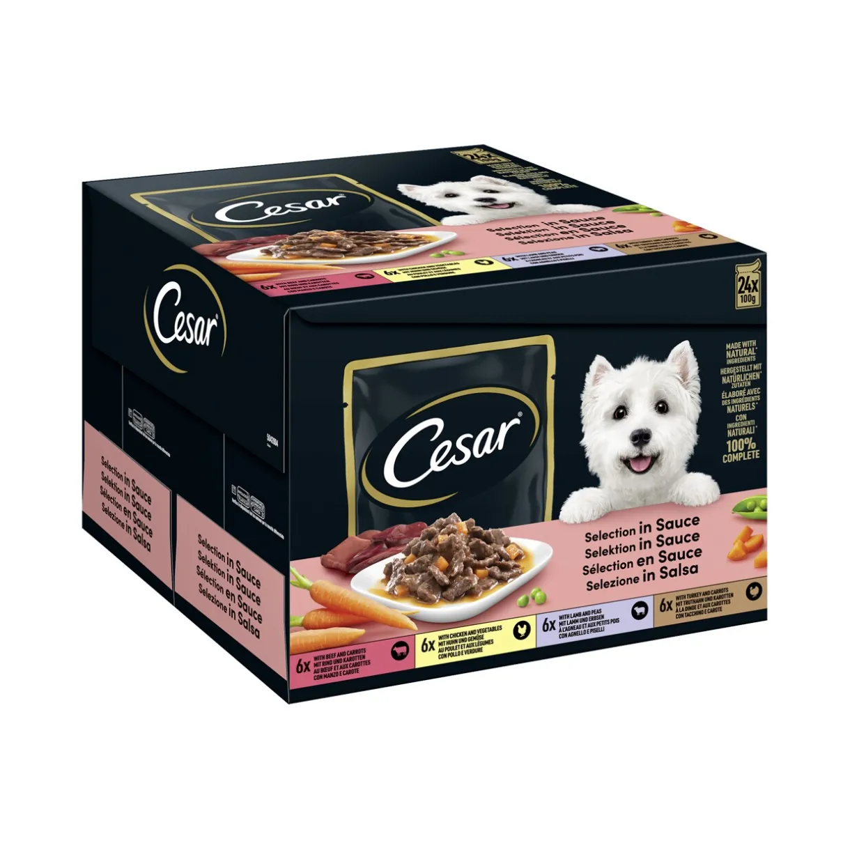 Cesar Nourriture Humide^Feines en sachet fraîcheur Mulitpack 24 x 100 g