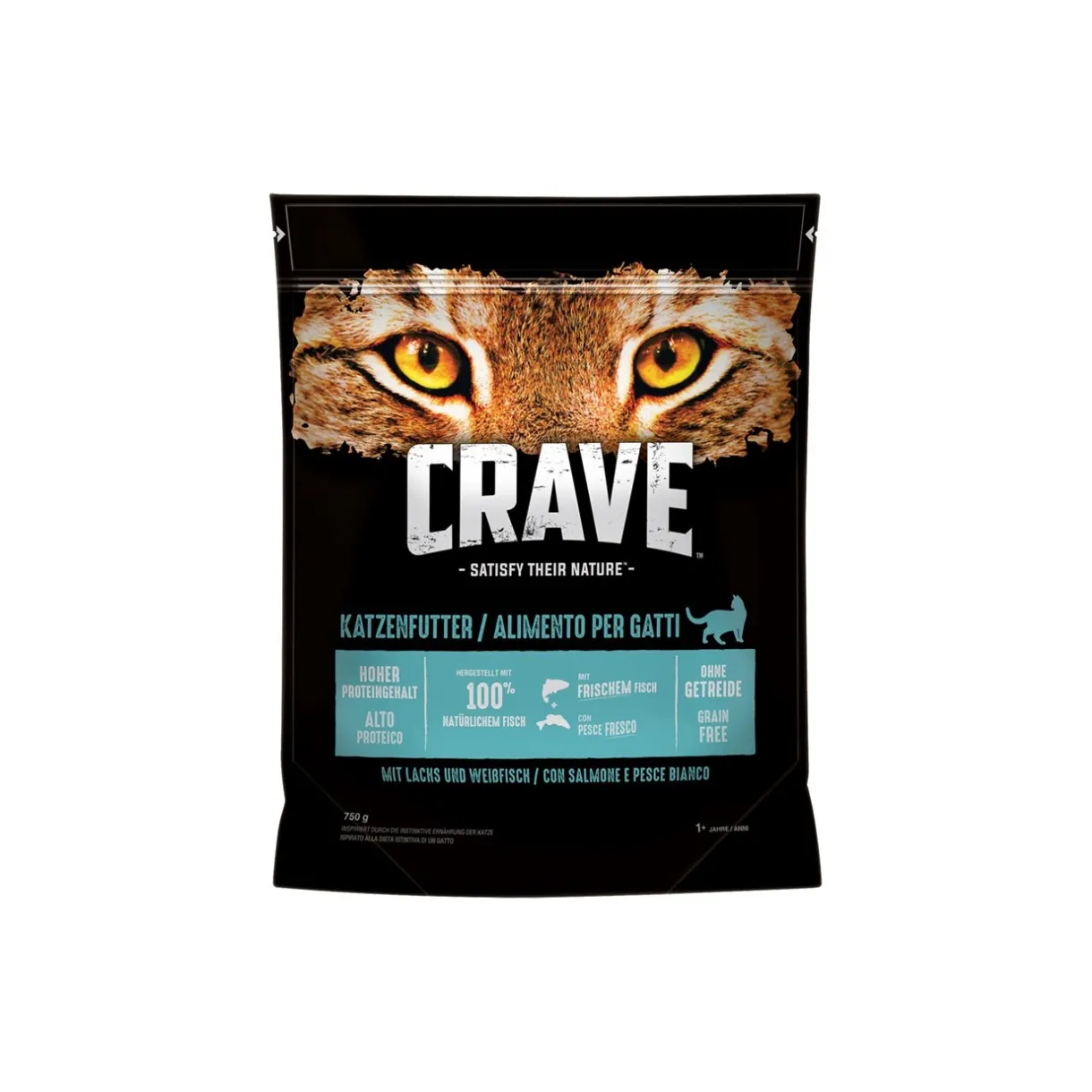 CRAVE Croquettes Pour Chat^au saumon et au poisson blanc 750 g