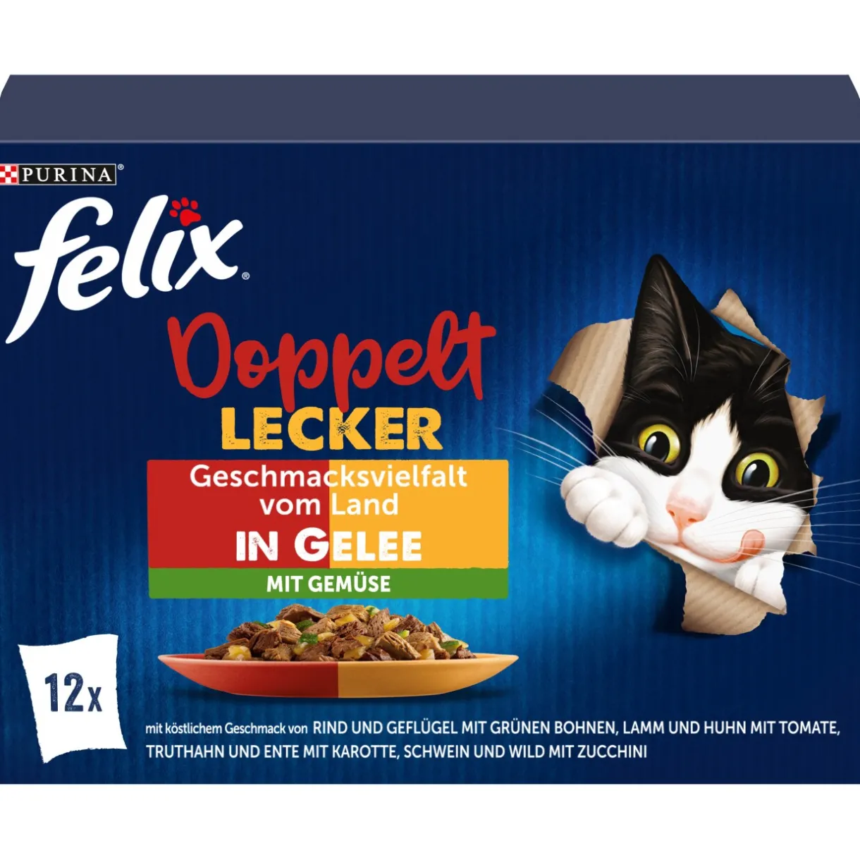 Felix Nourriture Humide^Doppelt Lecker 12 x 85 g Variété de saveurs aux légumes