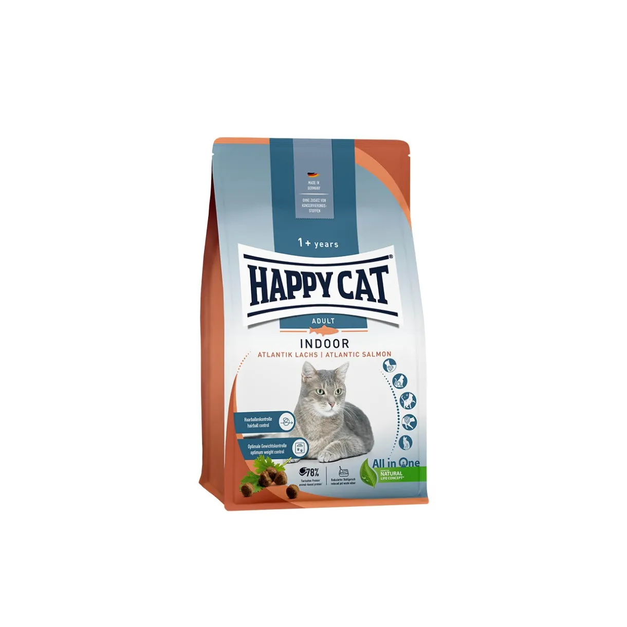 HAPPY CAT Croquettes Pour Chat^Croquettes pour chat adulte, intérieur, saumon de l'Atlantique 1,3 kg