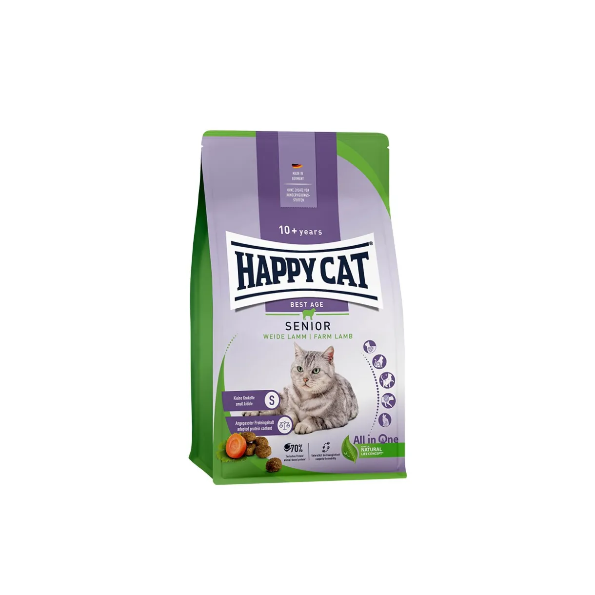 HAPPY CAT Croquettes Pour Chat^Croquettes pour chat senior, agneau des prés 1,3 kg