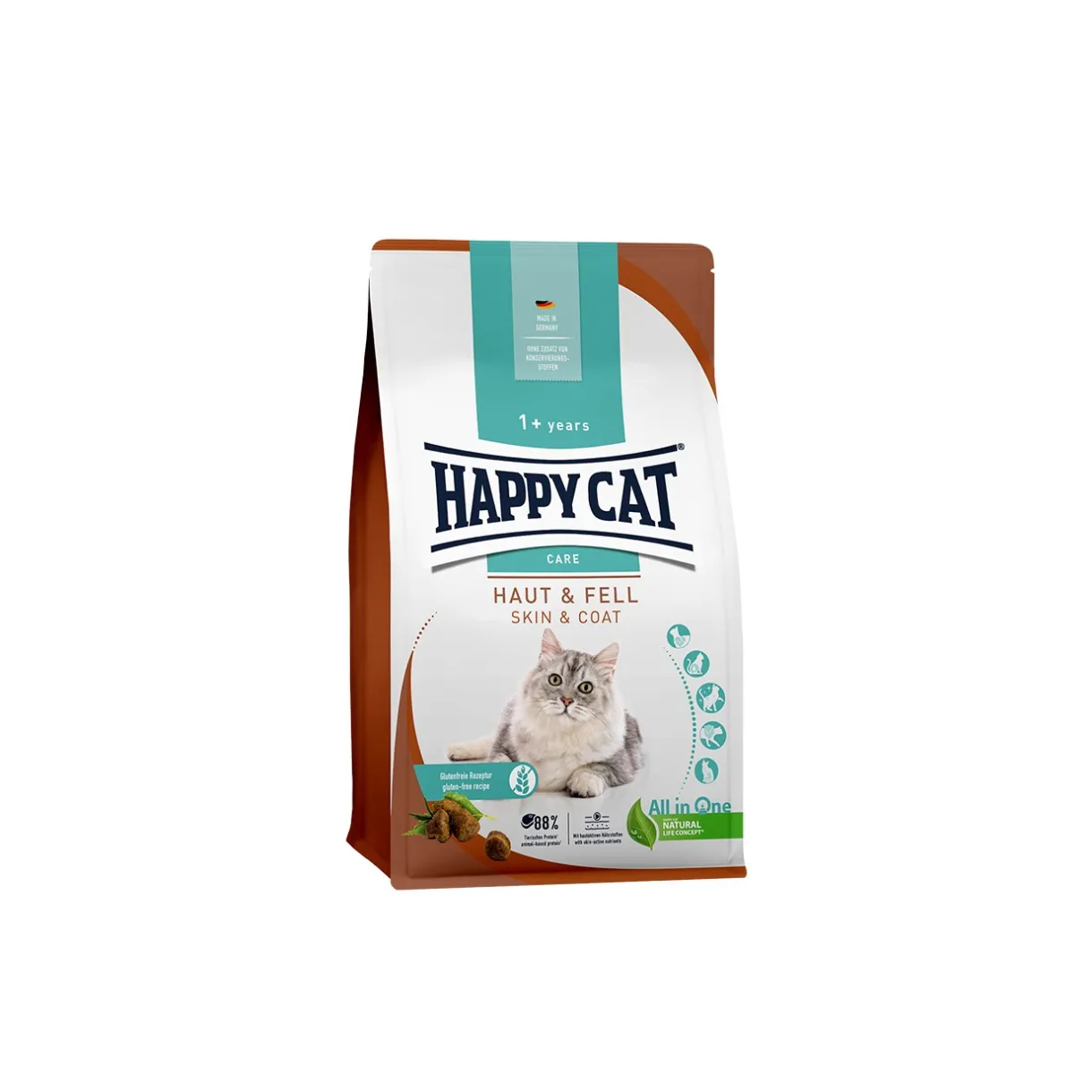 HAPPY CAT Croquettes Pour Chat^Croquettes pour chat Care Adulte, Peau & Pelage 300 g