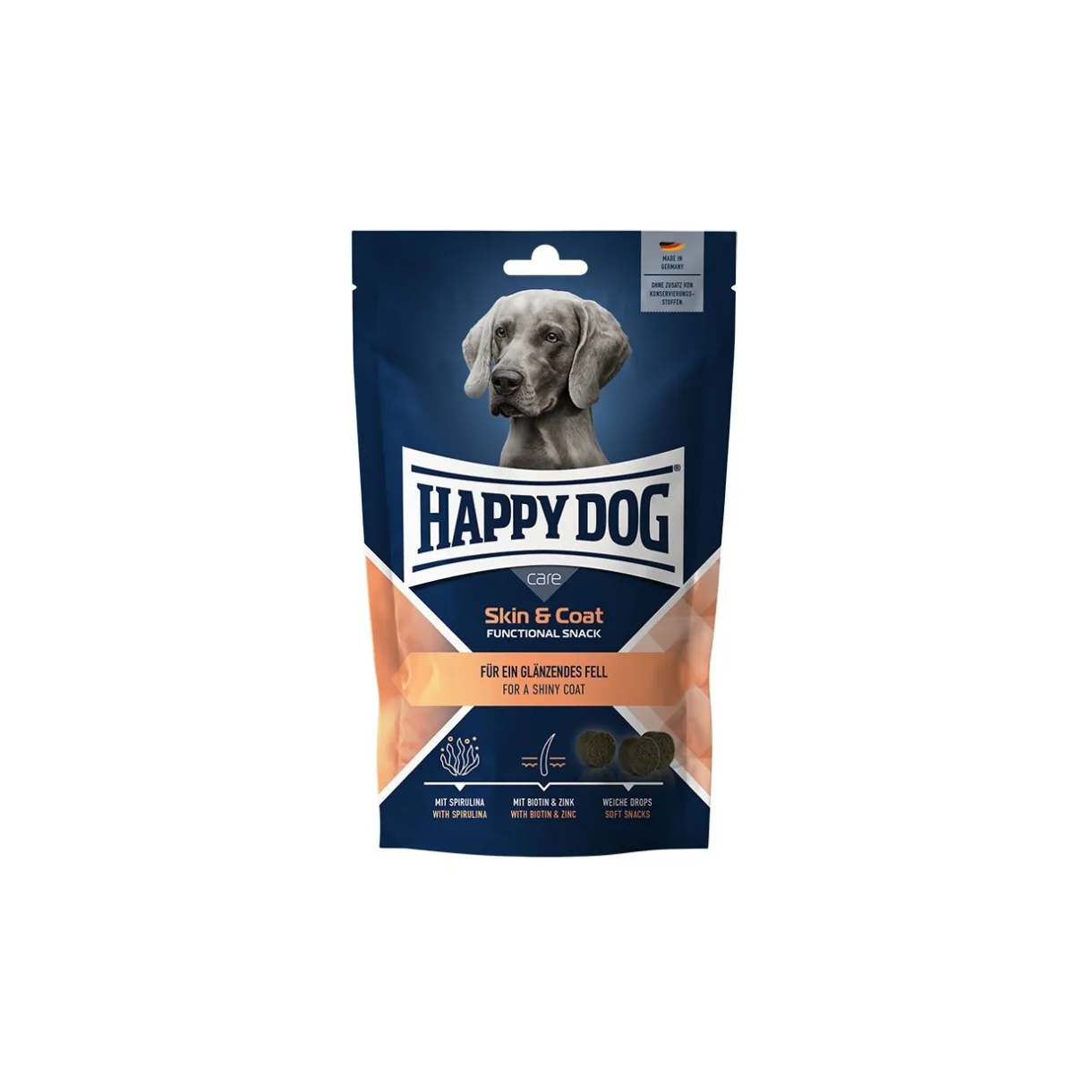 HAPPY DOG Friandises^Soin Heureux pour Chien Snack Peau & Pelage 100 g