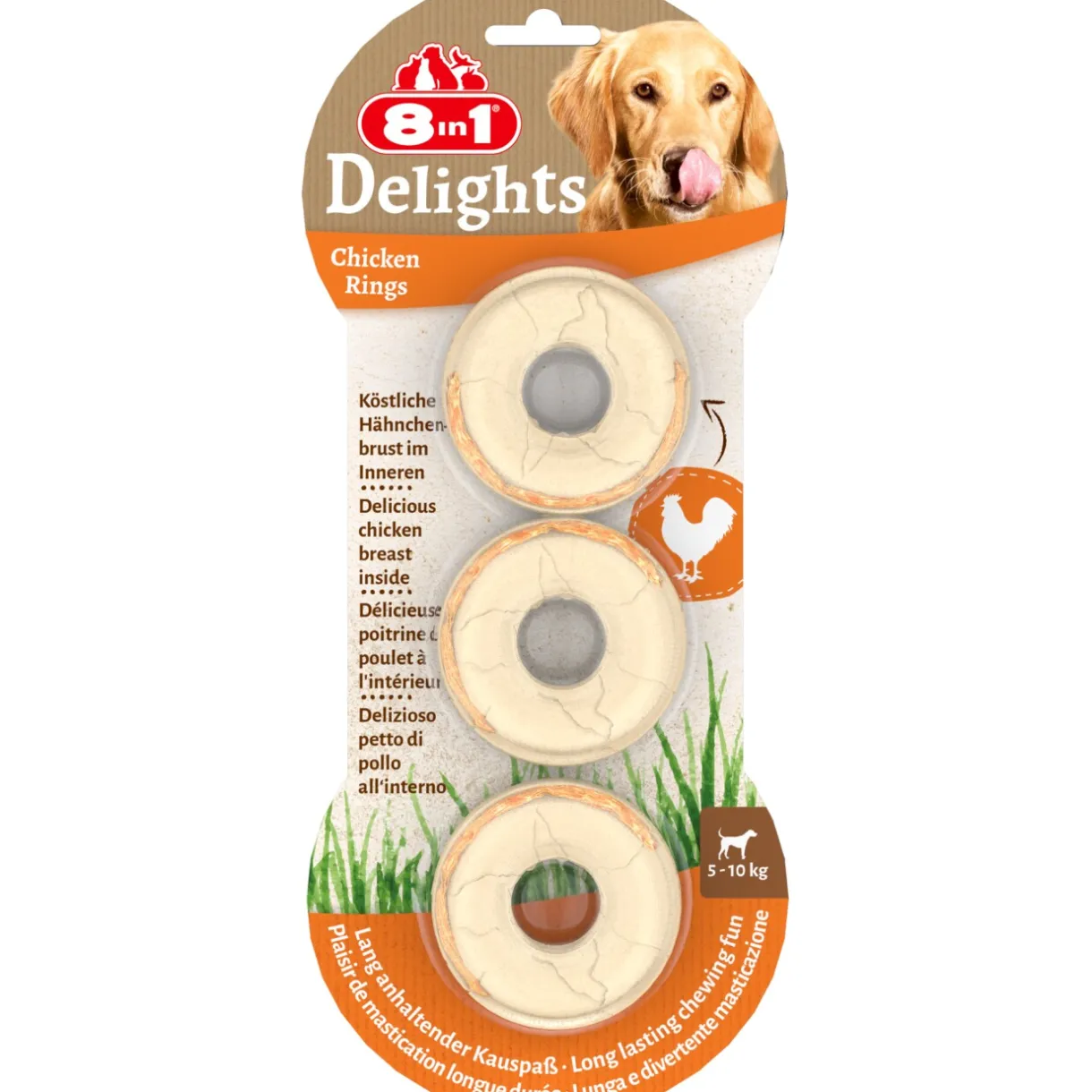 8in1 Friandises^8 en 1 Delights anneaux à mâcher à la viande de poulet 3 pcs
