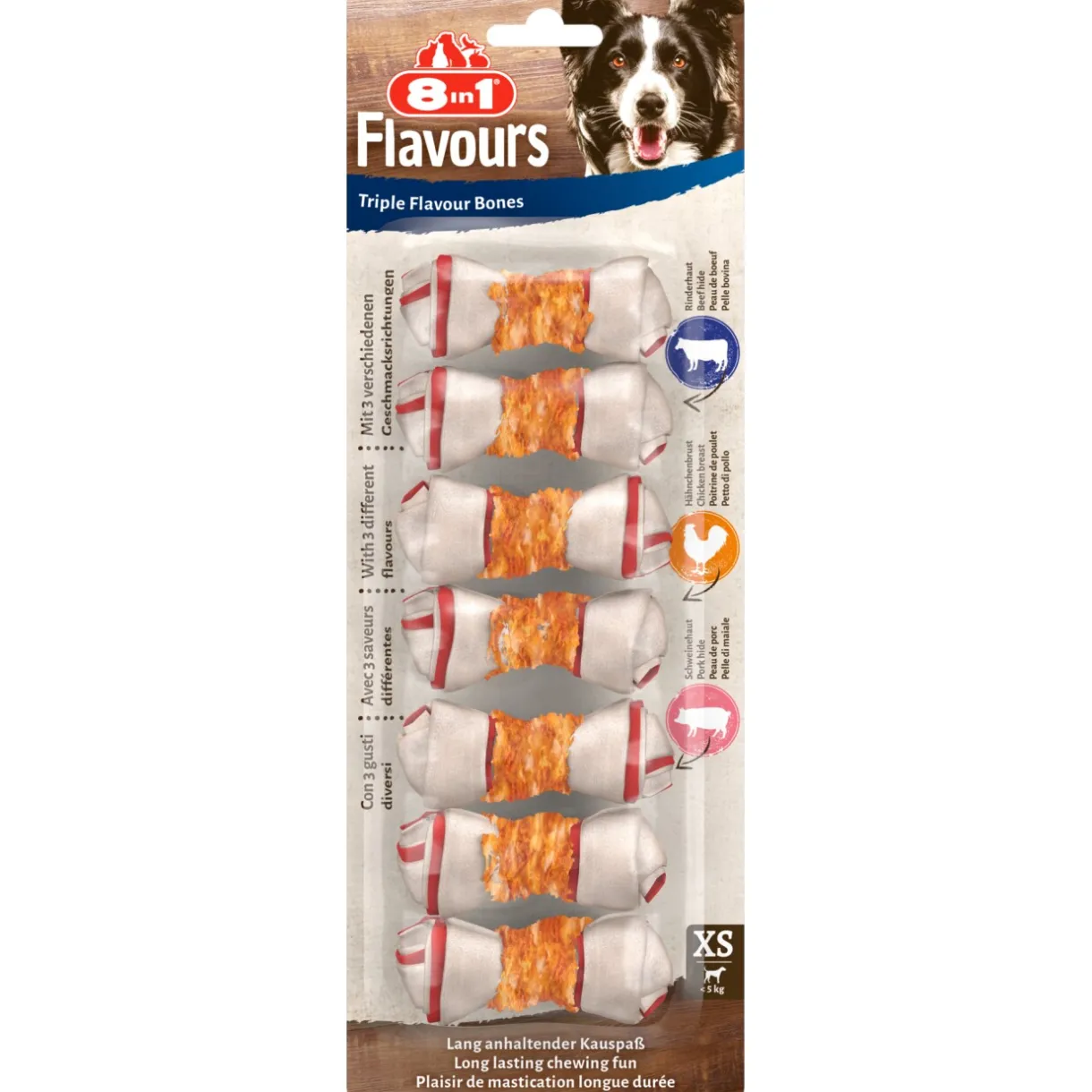 8in1 Friandises^8en1 Triple Flavour os à mâcher XS 7 pcs