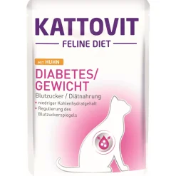 KATTOVIT Nourriture Humide^Feline Diet Diabète Poulet 24x85 g