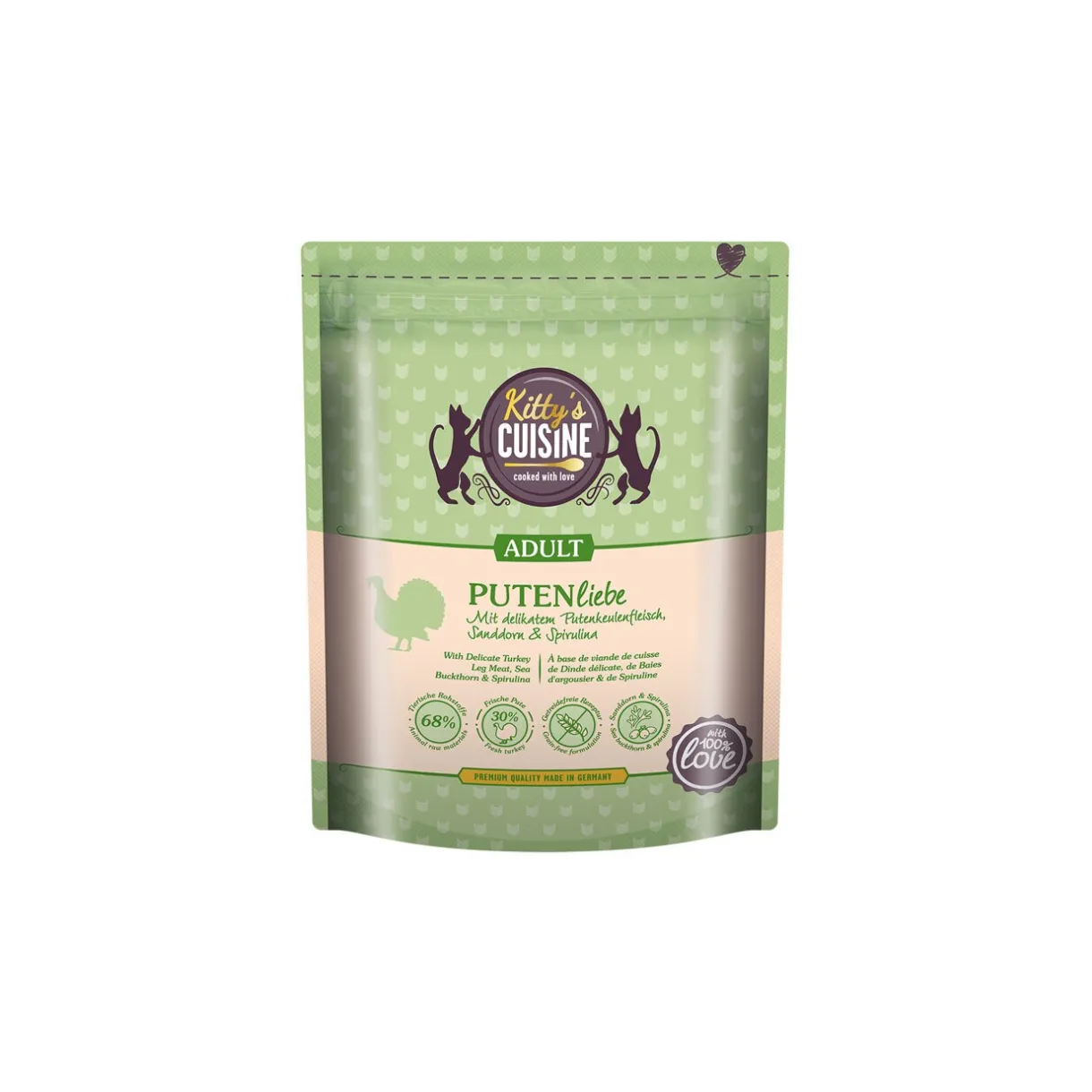 Kitty's Cuisine Croquettes Pour Chat^KITTY’S CUISINE Adult Un amour de dinde - Avec une délicate viande de cuisse de dinde, de l’argousier et de la spiruline 300 g