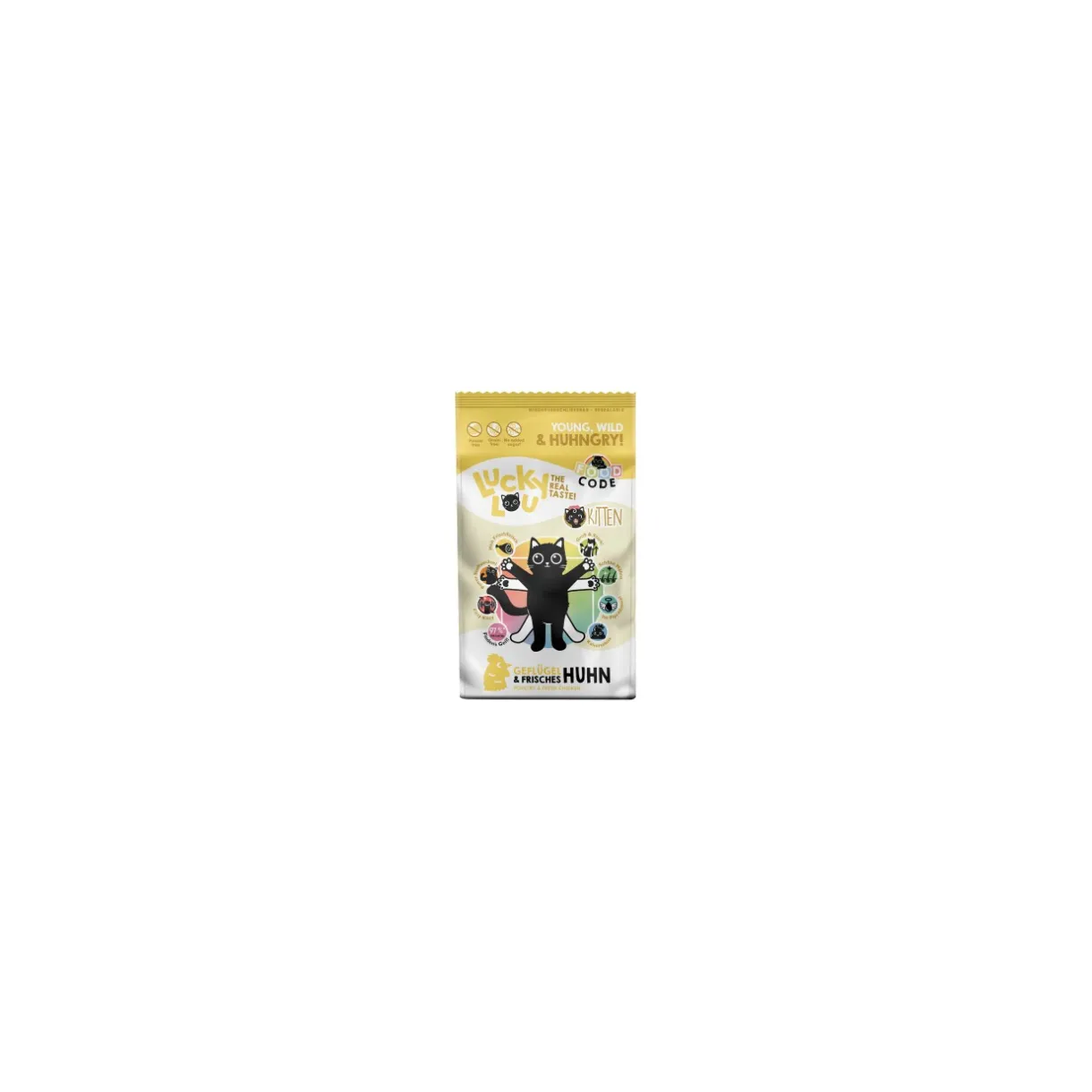 Lucky Lou Croquettes Pour Chat|Nourriture^Food Code Croquettes pour chat, chaton, volaille et poulet 1,7 kg