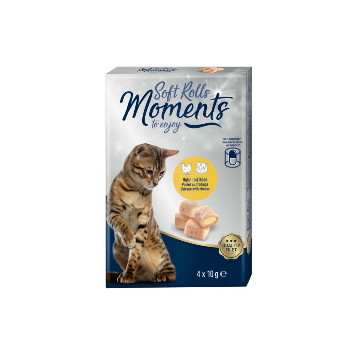MOMENTS Friandises^Soft Rolls 6 x 4 x 10 g Poulet et fromage