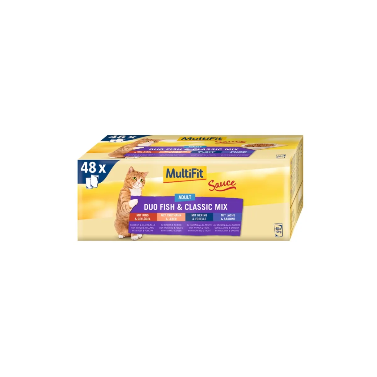 MultiFit Nourriture Humide^Adult Sauce Duo Fish & Classic Mix Multipack 48x100 g