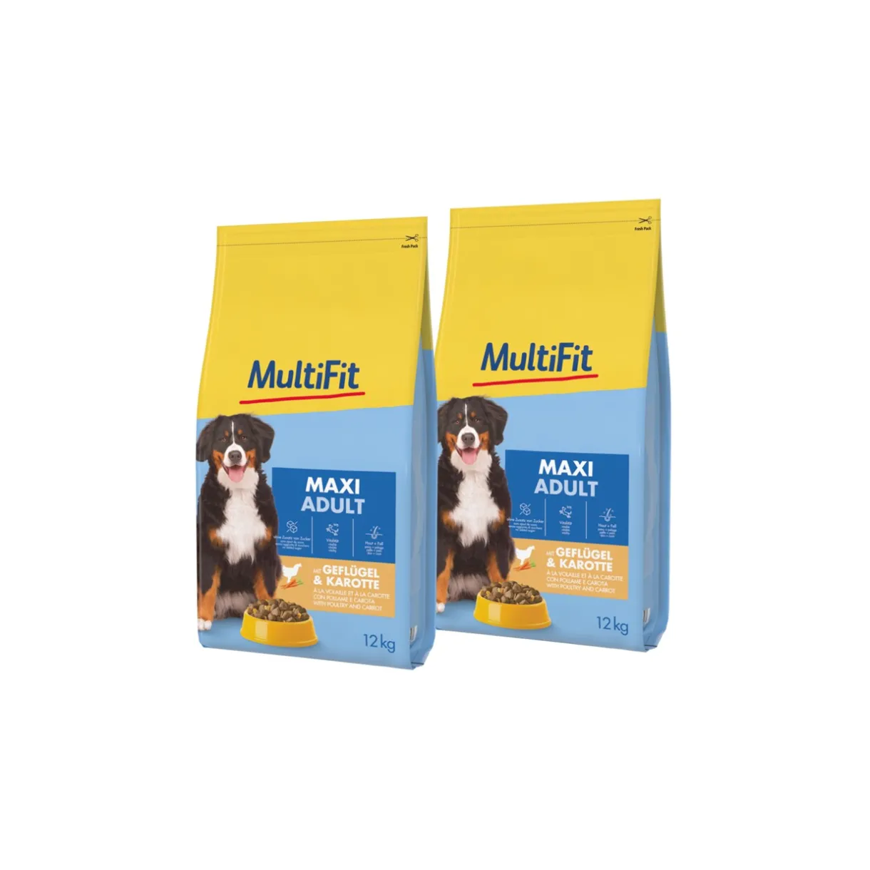 MultiFit Croquettes^Croquettes Chien Adulte, Maxi, avec Volaille & Carotte 2x12 kg