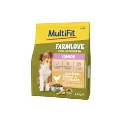 MultiFit Croquettes|Nourriture^Farmlove Croquettes Chien Junior, avec Volaille, Épinards & Panais 2,5 kg