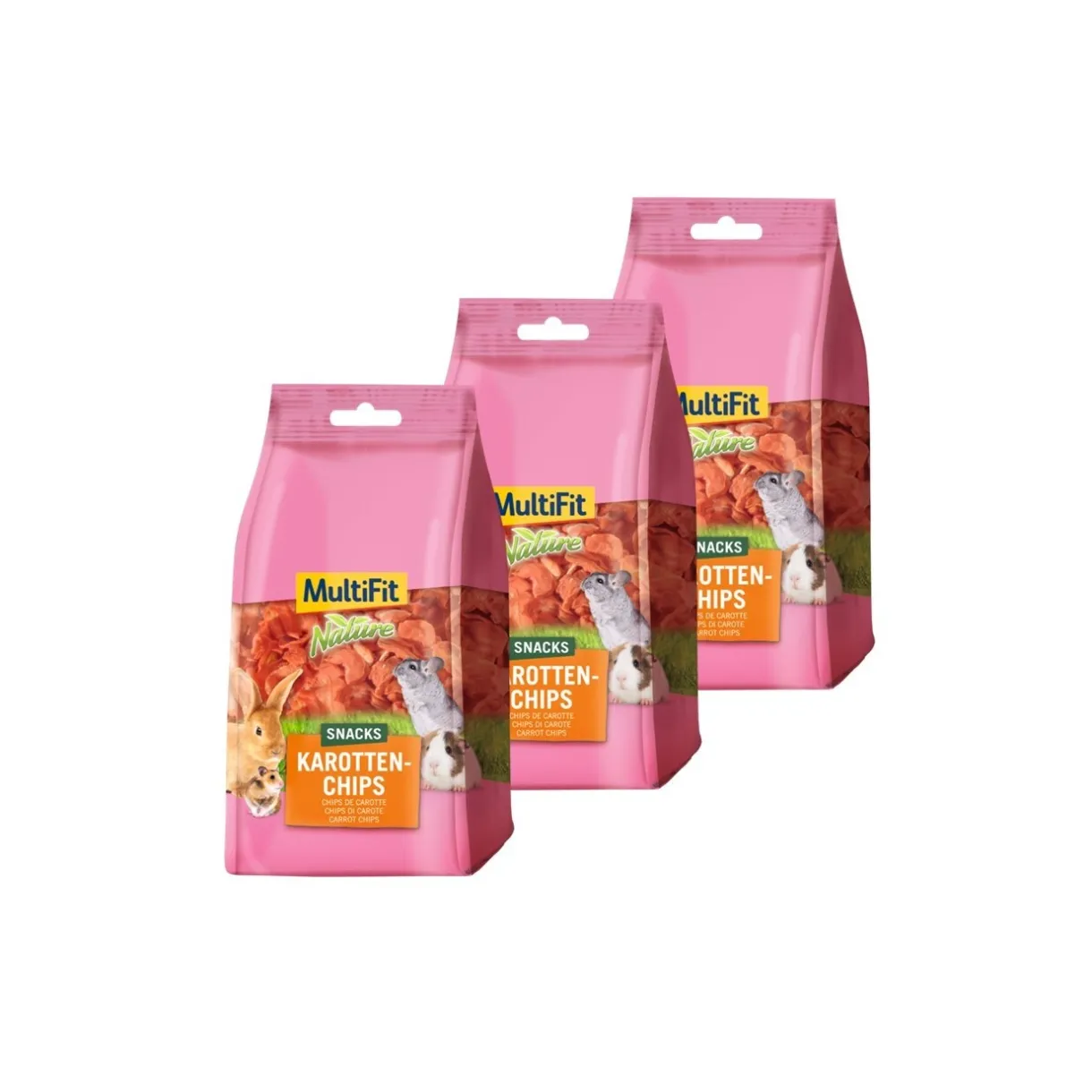 MultiFit Friandises^Nature snacks Chips de carotte 3x100 g
