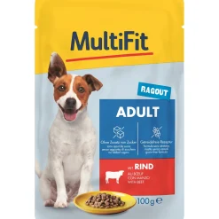 MultiFit Nourriture Humide^nourriture humide pour chien, adulte, petit chien, sachet, ragoût Bœuf 24x100 g