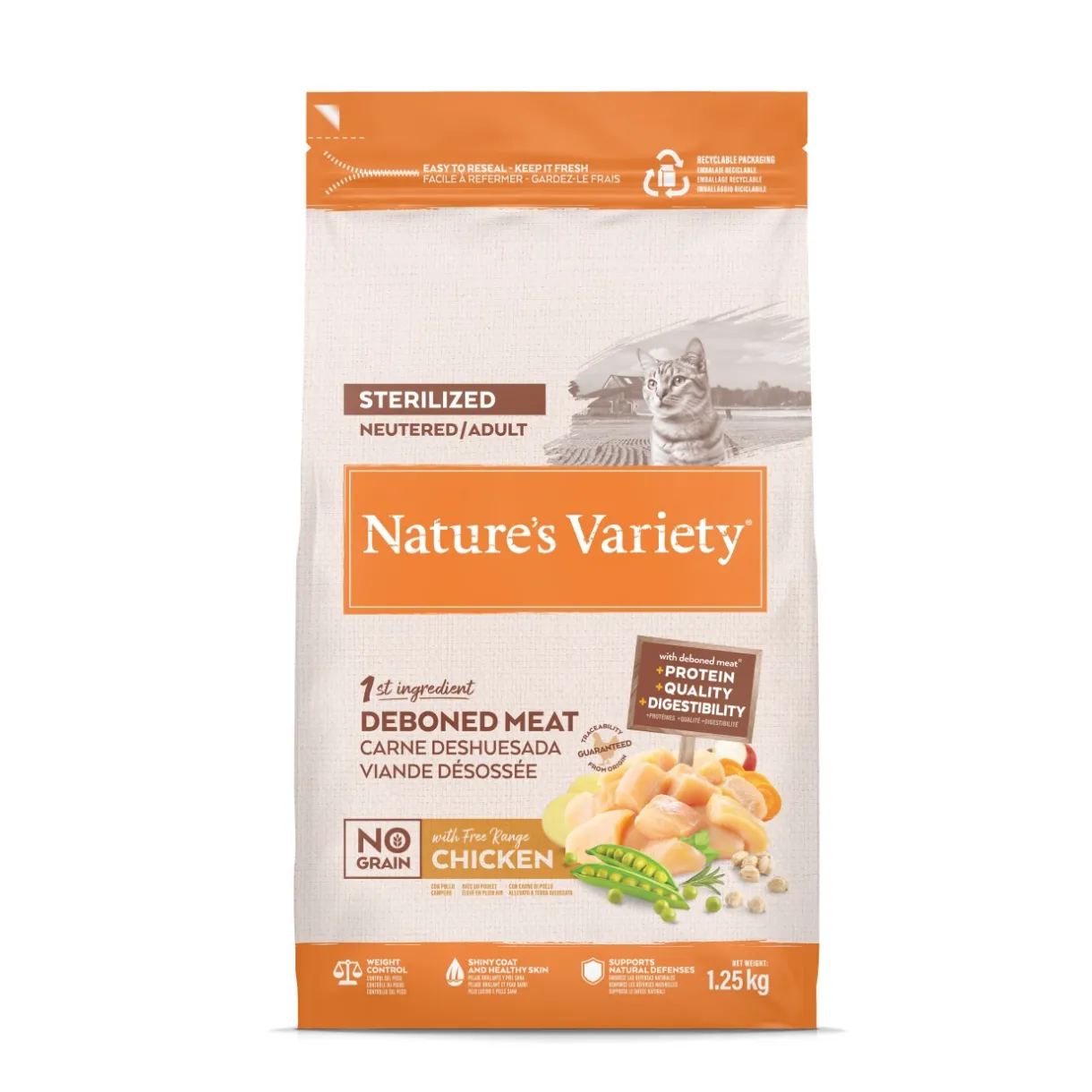 Nature's Variety Croquettes Pour Chat^Stérilisé No Grain poulet 1,25 kg