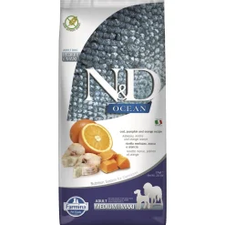 Croquettes^N&D Farmina Ocean Adult Medium/Maxi Cabillaud, potiron et orange 12 kg
