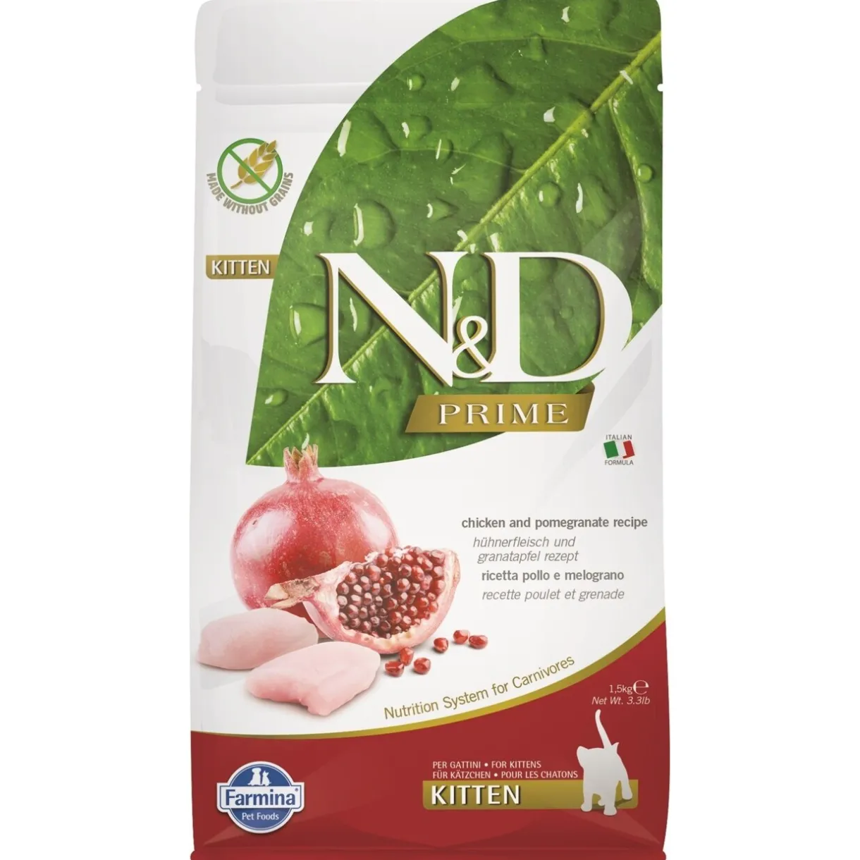 Croquettes Pour Chat|Nourriture^N&D Farmina Prime Kitten Poulet et grenade 1.5kg
