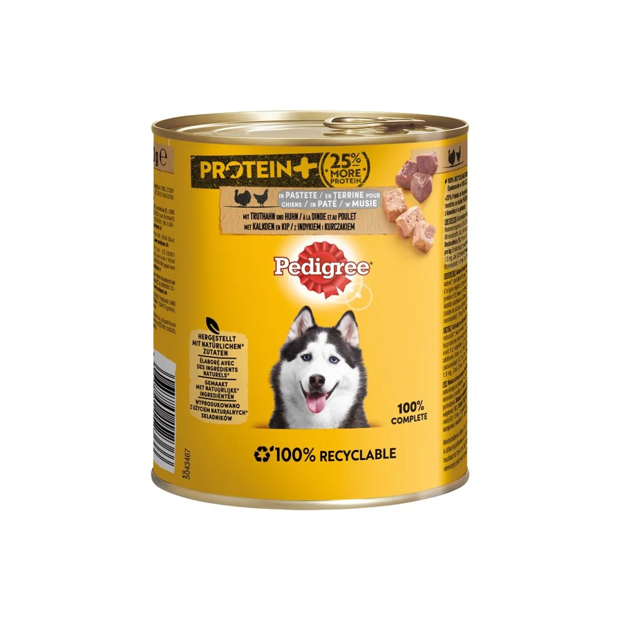 Pedigree Nourriture Humide^Boîte Protein+ en pâté 12 x 800 g Dinde et poulet