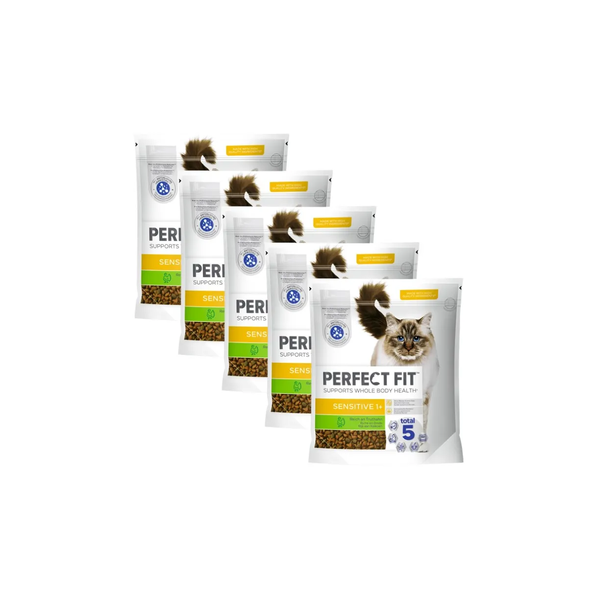 PERFECT FIT Croquettes Pour Chat^Sensitive 1+ avec dinde 5x1,4 kg