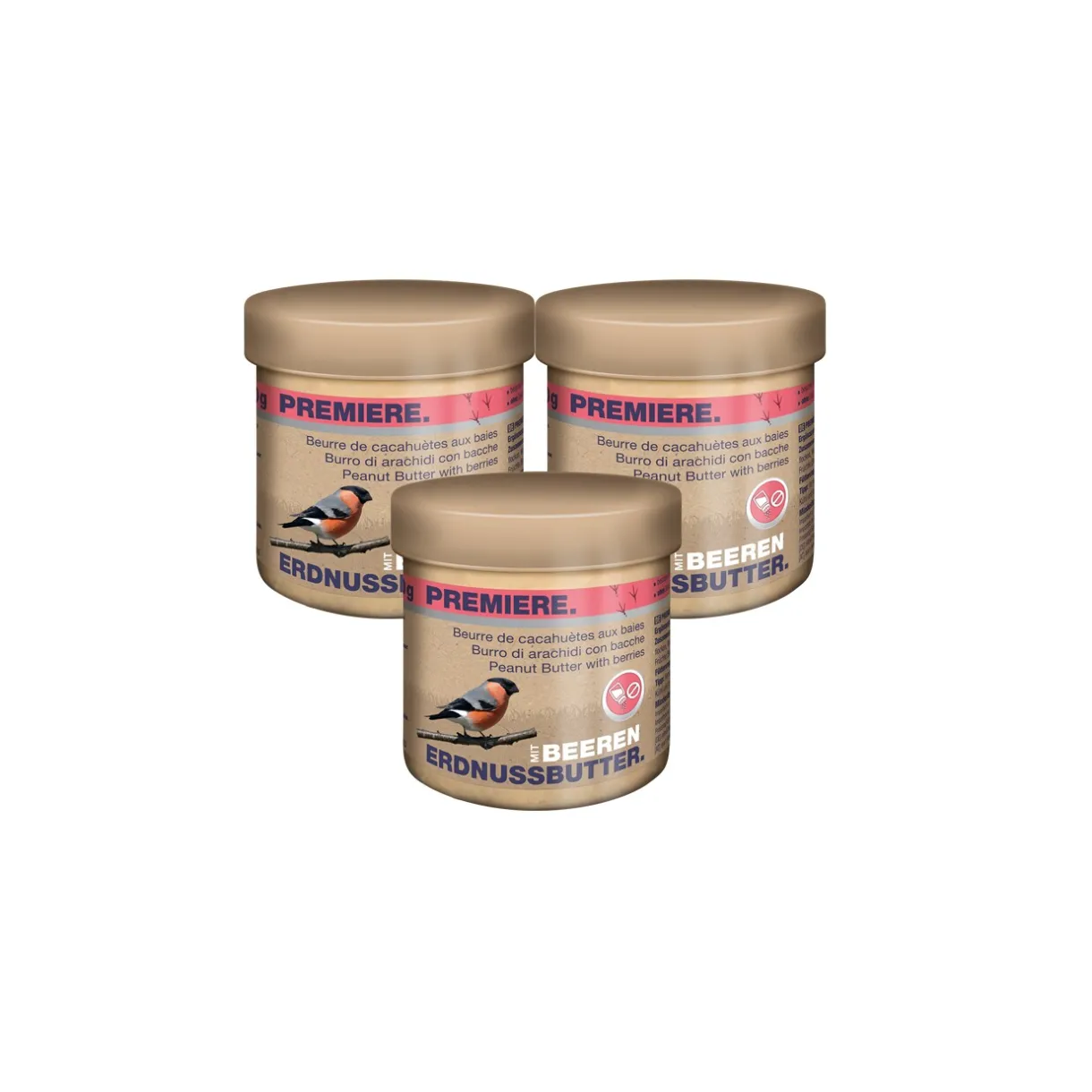 PREMIERE Nourriture Pour Oiseaux Du Ciel|Nourriture Pour Oiseaux Sauvages^Beurre de cacahuètes 3 x 250 g