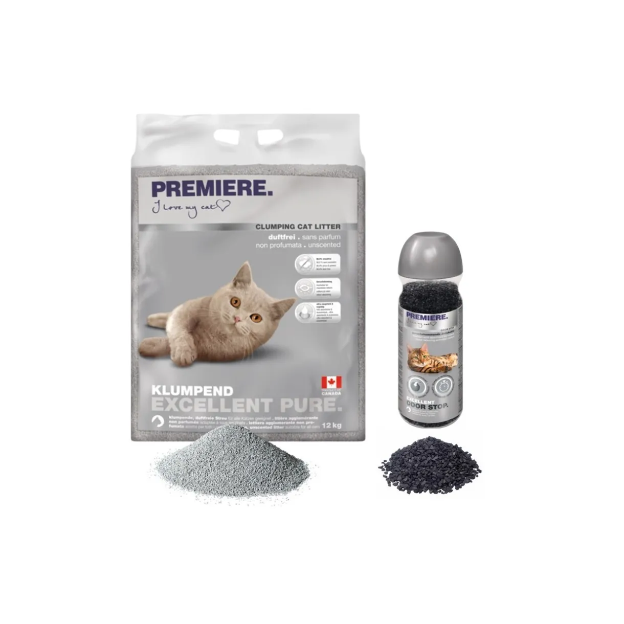 PREMIERE Accessoires Litière|Litière Pour Chat^Excellent sans parfum de litière agglomérante 12 kg avec désodorisant