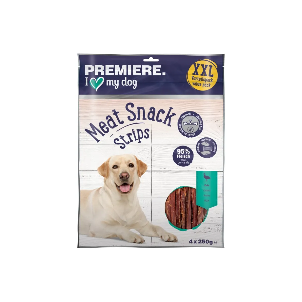 PREMIERE Friandises^Magret de canard en aiguillettes XXL 4x250 g Lot promotionnel
