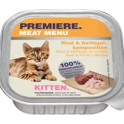 PREMIERE Nourriture Humide|Nourriture^Meat Menu pour chatons Boeuf & Mélange de volaille 16x100 g