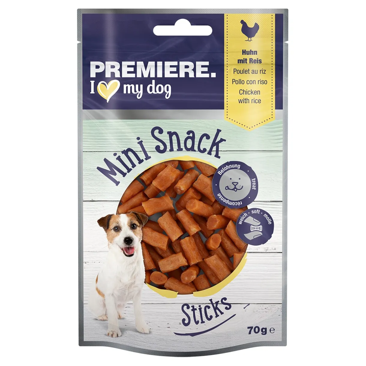PREMIERE Friandises^Mini Sticks poulet et riz 70 g