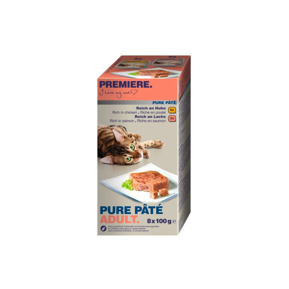 PREMIERE Nourriture Humide^Multipack 8 x 100 g Pure Pâté à la volaille et au poisson