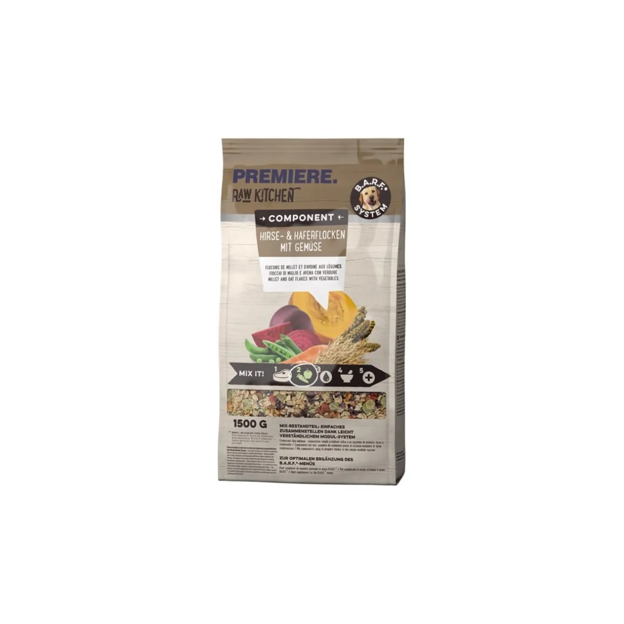 PREMIERE Nourriture Supplémentaire|Barf/ Nourriture Surgelée^RAW KITCHEN Flocons de millet et d'avoine aux légumes 1,5 kg