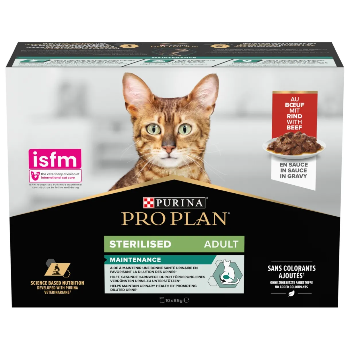 PRO PLAN Nourriture Humide^Adult Sterilised Maintenance Au Bœuf En Sauce 10 x 85 g