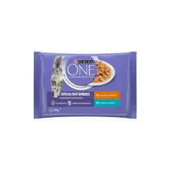 Purina ONE Nourriture Humide^- Sachets pour Chat Sensible au Thon, au Poulet et aux Carottes 4 x 85 g