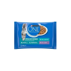 Purina ONE Nourriture Humide^- Sachets pour Chat d'Intérieur au Veau et au Thon 4 x 85 g