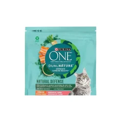 Purina ONE Croquettes Pour Chat^DualNature - NATURAL DEFENSE - Croquettes Spécial Chat Stérilisé Saumon et Spiruline 1,4 kg