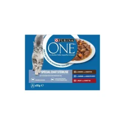 Purina ONE Nourriture Humide^Sachets pour Chat Stérilisé au Canard, à la Sardine et au Boeuf 8 x 85 g