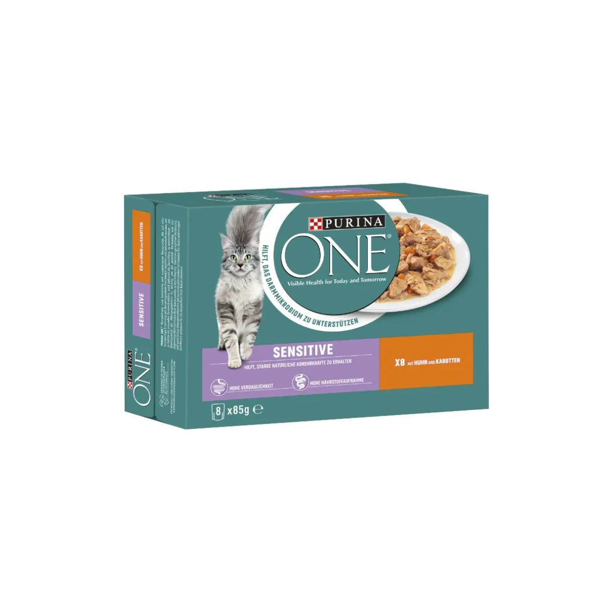 Purina ONE Nourriture Humide^Sensitive avec poulet & carottes 8x85g