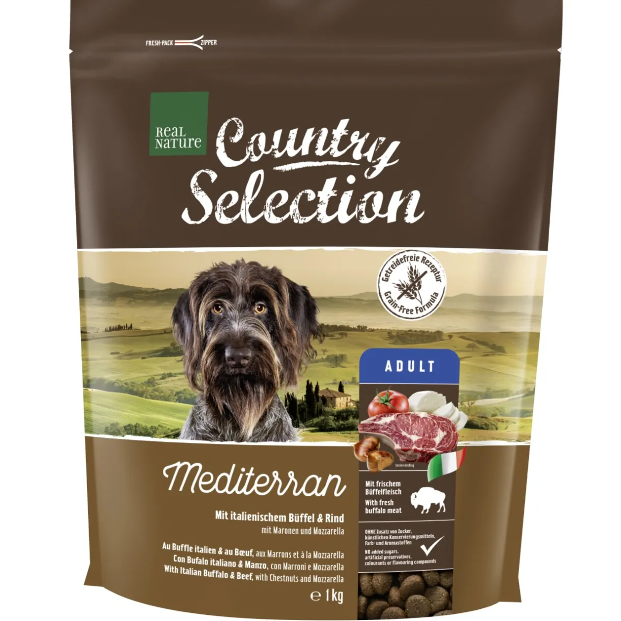 REAL NATURE Croquettes^COUNTRY SELECTION Mediterran buffle et bœuf 1 kg