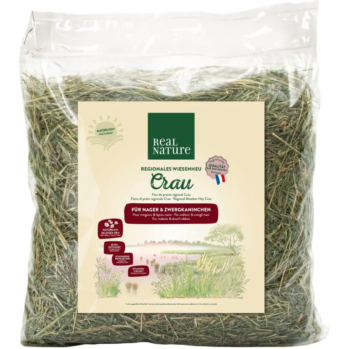 REAL NATURE Lapins Nains|Foin^foin de prairie régional Crau pour rongeurs et lapins nains 1,5 kg