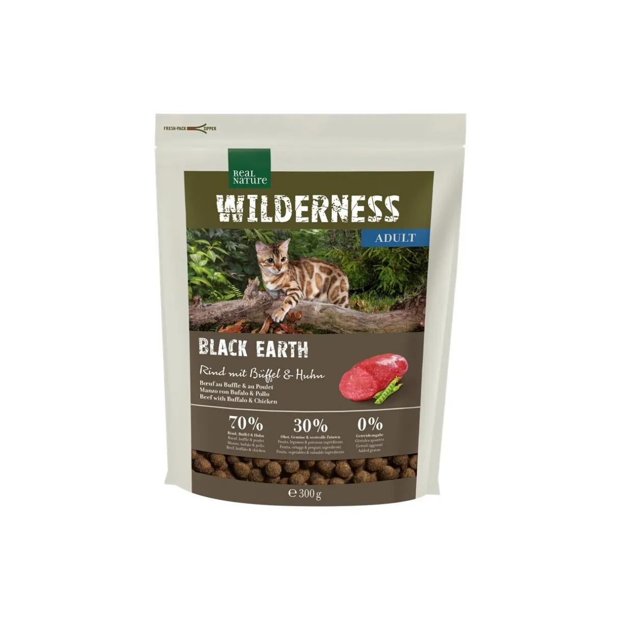 REAL NATURE Croquettes Pour Chat^WILDERNESS Black Earth Adult Bœuf, buffle et poulet 300 g