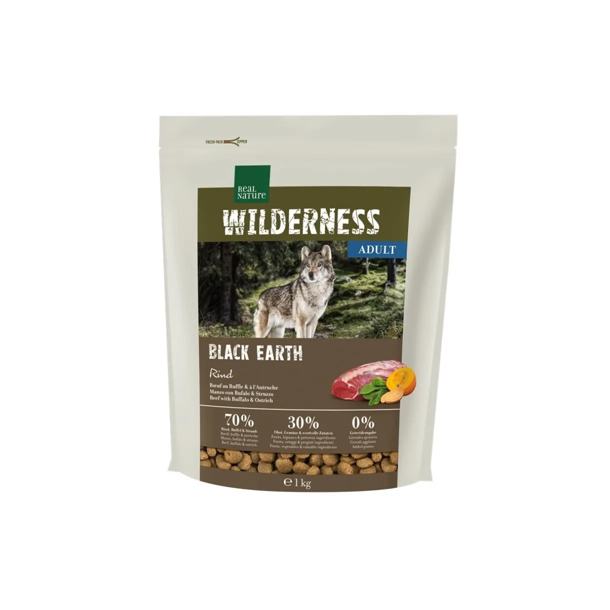 REAL NATURE Croquettes^WILDERNESS Black Earth Bœuf & buffle 1 kg