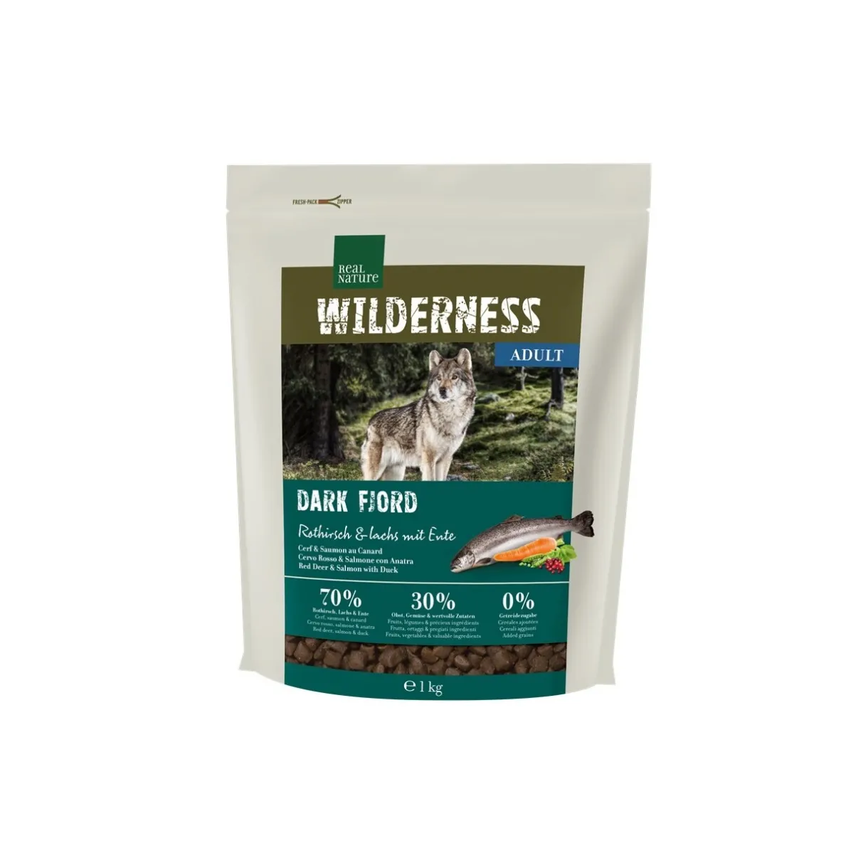 REAL NATURE Croquettes^WILDERNESS Dark Fjord Cerf, saumon et canard 1 kg