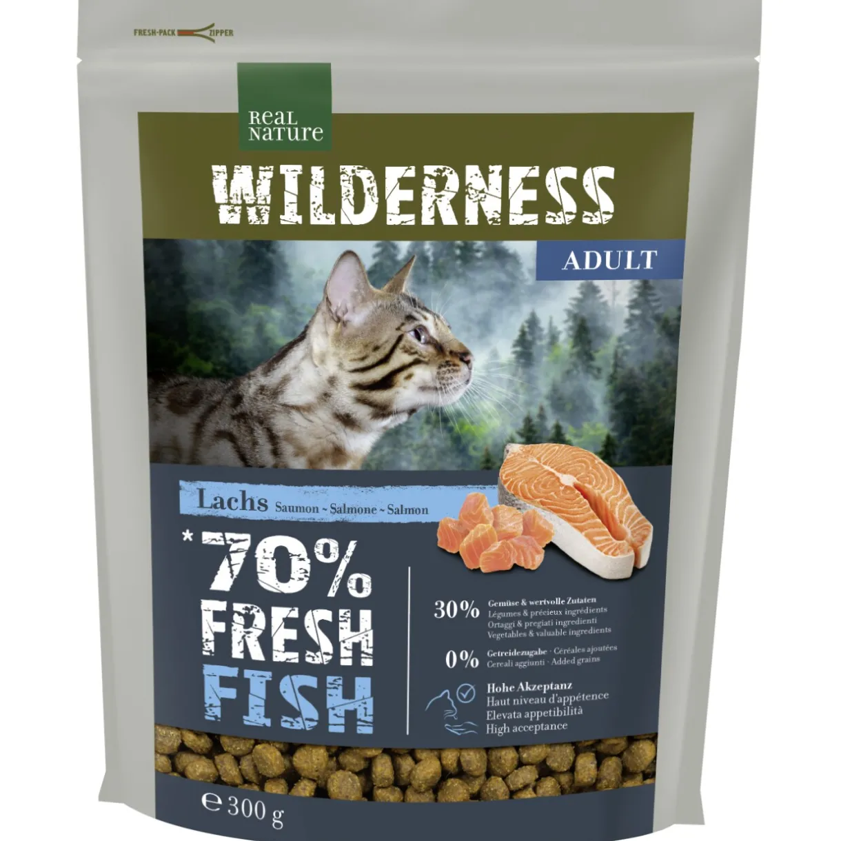 REAL NATURE Croquettes Pour Chat^WILDERNESS Fresh Fish Salmon Adult 300 g