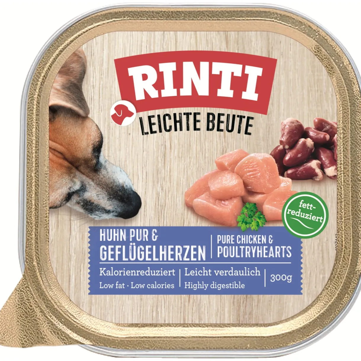 RINTI Nourriture Humide^Proie légère 9 x 300 g Poulet pur et coeurs de volaille entiers