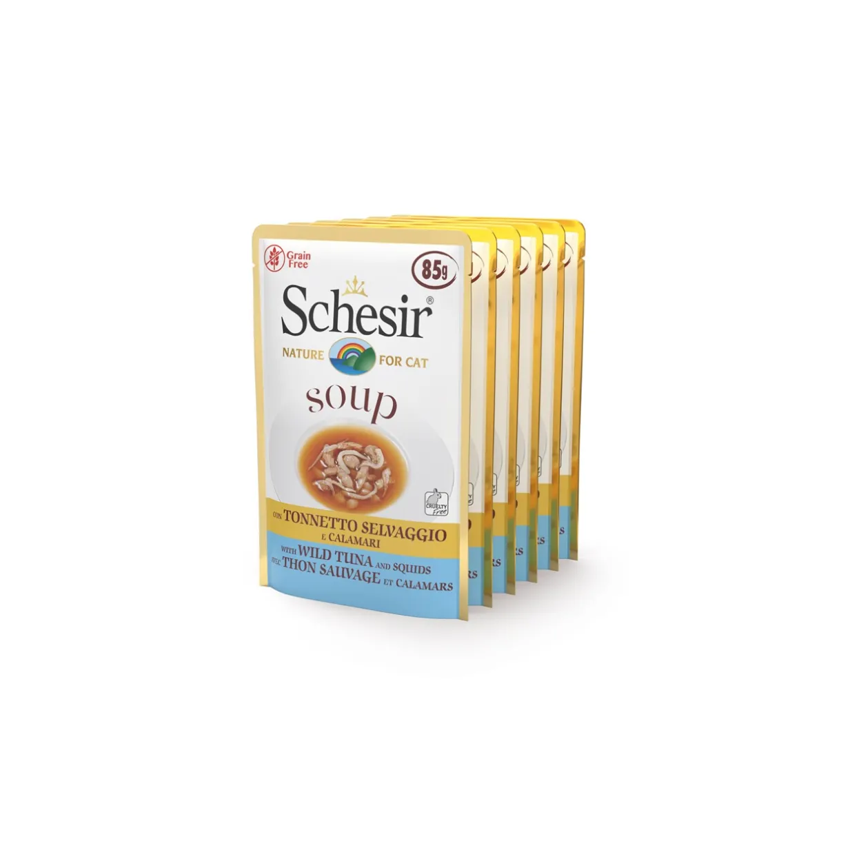 Schesir Nourriture Humide^Soupe 6 x 85 g Thon aux calamars